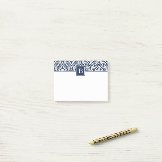 Monogram mediterraan Patroon Post-it® Notes (Op bureau)