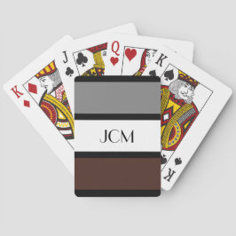 Monogram Medium Grijs, Wit, en Bruine Strepen Pokerkaarten