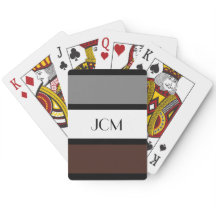 Monogram Medium Grijs, Wit, en Bruine Strepen