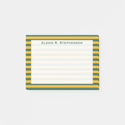 Monogram Medium Groen en Goud Geel Streep Post-it® Notes (Voorkant)