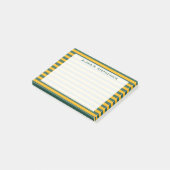 Monogram Medium Groen en Goud Geel Streep Post-it® Notes (Schuin)