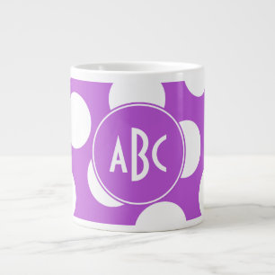 Monogram Medium Orchidee en Witte Polka Dots Grote Koffiekop