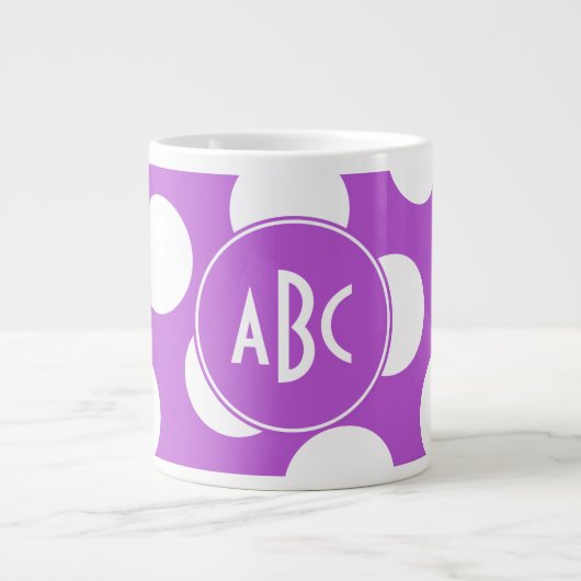 Monogram Medium Orchidee en Witte Polka Dots Grote Koffiekop (Voorkant)