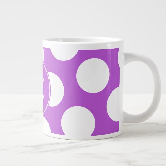 Monogram Medium Orchidee en Witte Polka Dots Grote Koffiekop (Rechts)