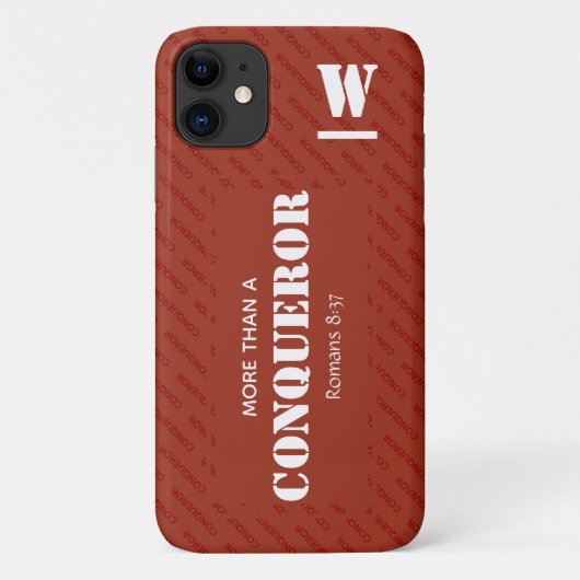 Monogram MEER DAN EEN OVERWINNAAR Christelijk ROOD Case-Mate iPhone Case (Achterkant)