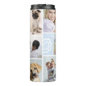 Monogram Meervoudig Foto Collage Chic Floral Desig Thermosbeker (Achterkant)