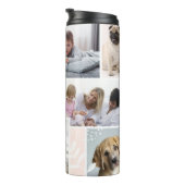 Monogram Meervoudig Foto Collage Chic Floral Desig Thermosbeker (Geroteerd rechts)