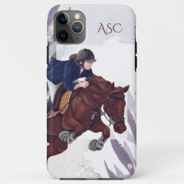 Monogram Meisje en Paard Springen op Violet Abstra Case-Mate iPhone Case