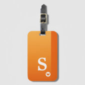 Monogram meisje Oranje hart Eenvoudig modern Bagagelabel (Voorkant (verticaal))
