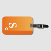 Monogram meisje Oranje hart Eenvoudig modern Bagagelabel (Voorkant (horizontaal))