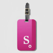 Monogram meisje Paars hart Eenvoudig modern Bagagelabel (Voorkant (verticaal))