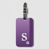 Monogram meisje Paars hart Eenvoudig modern Bagagelabel (Voorkant (verticaal))
