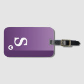 Monogram meisje Paars hart Eenvoudig modern Bagagelabel (Voorkant (horizontaal))