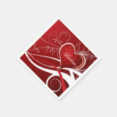 Monogram Meisje Rood & Wit Hart En Bloemen Swirls Servet (Hoek)