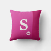 Monogram Meisje Roze Paarse Hart Modern Chic Kussen (Achterkant)