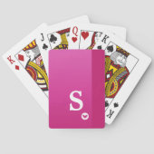 Monogram Meisje Roze Paarse Hart Modern Chic Pokerkaarten (Achterkant)