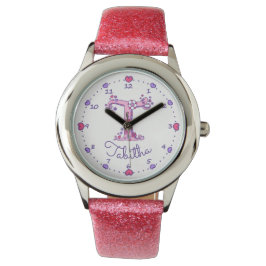 Monogram meisjes brief T art Tabitha naam horloge