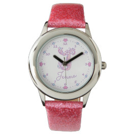 Monogram meisjes J krabbel kunst Jenna naam horlog Horloge