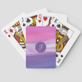 Monogram meisjes moderne abstracte roze paars grij pokerkaarten