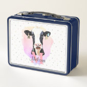  Monogram meisjes Naam Roze Cute Holstein Koe (Achterkant)