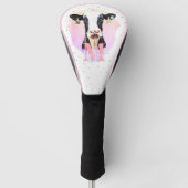  Monogram meisjes Naam Roze Cute Holstein Koe Golfheadcover (Voorkant)