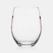  Monogram meisjes Naam Roze Cute Holstein Koe Wijnglas Zonder Voet (Links)