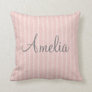 Monogram meisjes Pastel Pink Stripe Rijn Kussen