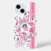 monogram meisjes voetbal blowout roze grijs Case-Mate iPhone case (Achterkant)