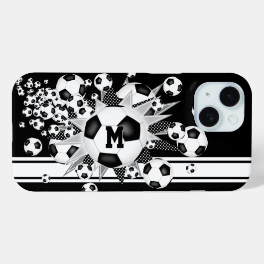 monogram meisjes voetbal blowout zwart Case-Mate iPhone case (Achterkant (horizontaal))