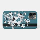Monogram Meisjes voetballen Stars blauwgroen Zwart Case-Mate iPhone Case (Achterkant (horizontaal))