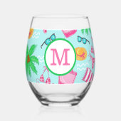 Monogram Meisjes Weekend Favor Bikini Palmboom  Wijnglas Zonder Voet (Voorkant)