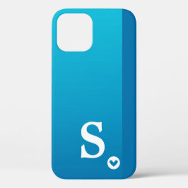 Monogram Meisjesachtig Blauw Hart Eenvoudig Modern Case-Mate iPhone Case