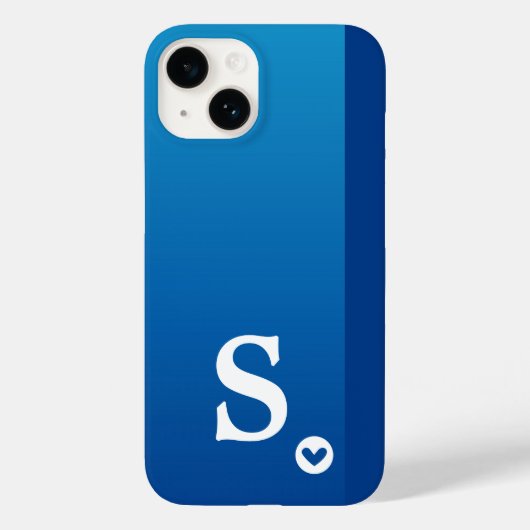 Monogram Meisjesachtig Blauw Hart Eenvoudig Modern Case-Mate iPhone Case (Achterkant)