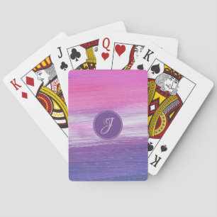 Monogram meisjesachtig moderne abstract roze paars pokerkaarten