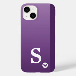 Monogram Meisjesachtig Paars Hart Eenvoudig Modern Case-Mate iPhone 14 Hoesje