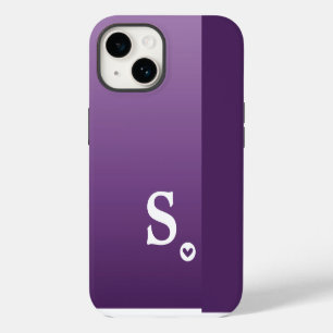 Monogram Meisjesachtig Paars Hart Eenvoudig Modern iPhone 14 Hoesje