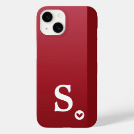 Monogram Meisjesachtig Rode Hart Eenvoudig Modern  Case-Mate iPhone 14 Hoesje