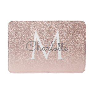 Monogram meisjesachtig roze goud glitters blush ro badmat