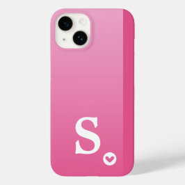 Monogram Meisjesachtig Roze Hart Eenvoudig Modern  Case-Mate iPhone 14 Hoesje