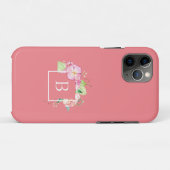 Monogram Meisjesachtig Roze Koraal Waterverf Bloem Case-Mate iPhone Case (Achterkant (horizontaal))