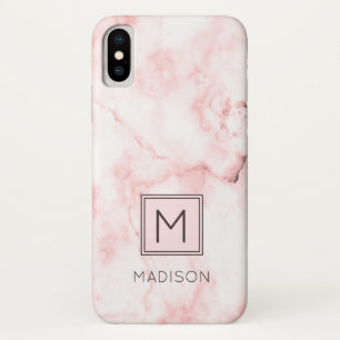 Monogram Meisjesachtig Roze Marmer Case-Mate iPhone Case