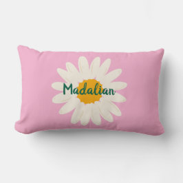 Monogram meisjesachtige roze achtergrond Witte blo Kussen