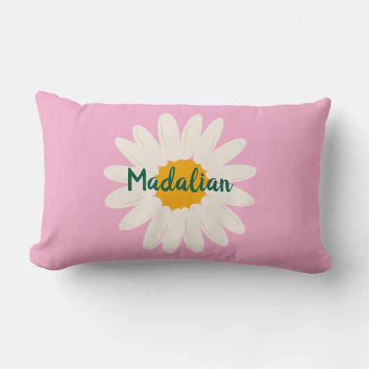 Monogram meisjesachtige roze achtergrond Witte blo Kussen (Voorkant)