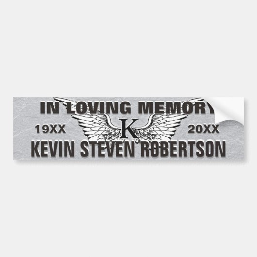 Monogram Memorial Angel Wings Bumpersticker (Voorkant)