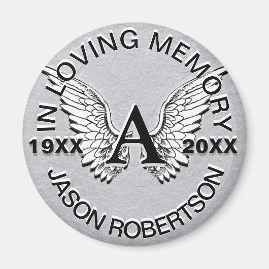 Monogram | Memorial | Angel Wings Magneet (Voorkant)