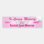 Monogram Memorial Angel Wings Pink Bumpersticker (Voorkant)