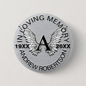Monogram | Memorial | Angel Wings Ronde Button 5,7 Cm (Voorkant)
