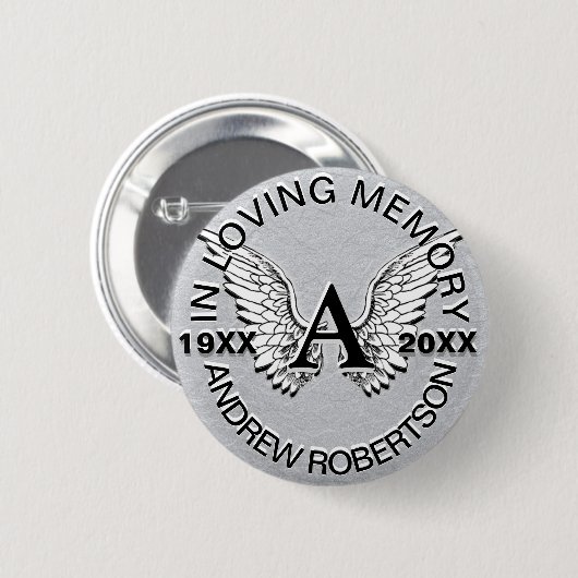 Monogram | Memorial | Angel Wings Ronde Button 5,7 Cm (Voorkant /achterkant)