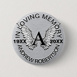 Monogram | Memorial | Angel Wings Ronde Button 5,7 Cm
