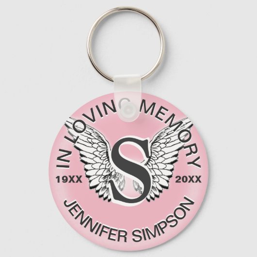 Monogram | Memorial | Angel Wings Sleutelhanger (Voorkant)